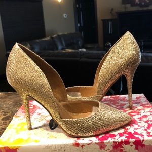 Chinese Laundry Stilo Glitter Gold D’Orsay Pumps.